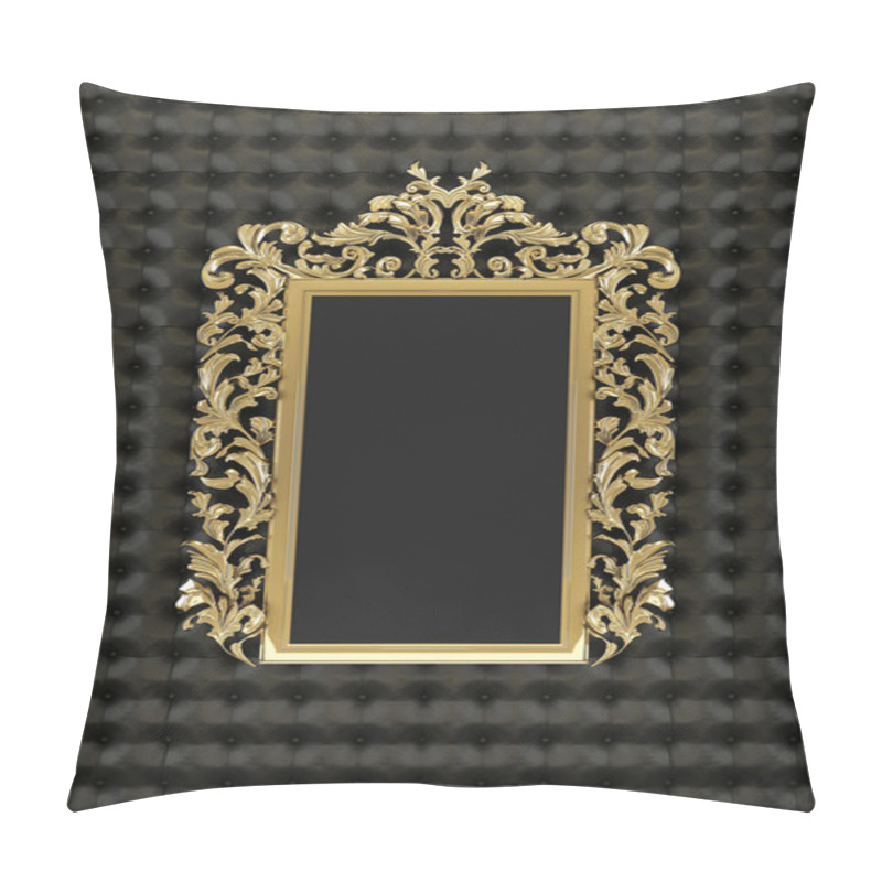 Personality  Luxury Gold Frame On The Black Background Pillow Covers