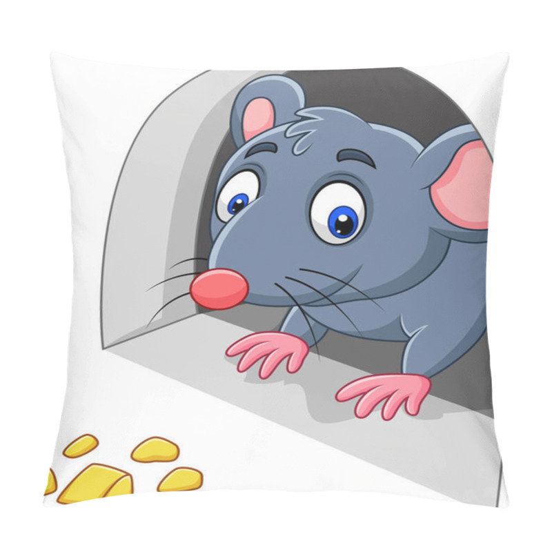 Personality  Vector Illustration Of Cartoon Mouse And Cheese In The Hole Pillow Covers