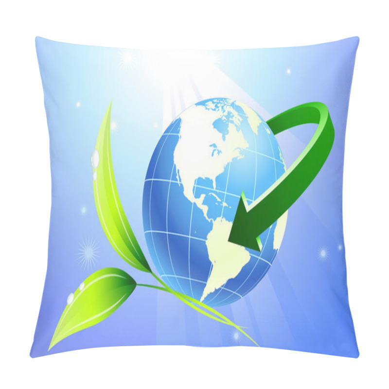 Personality  Globe With Arrow With Nature Background Pillow Covers