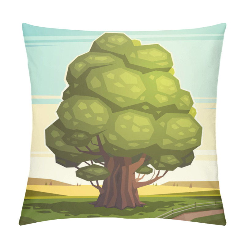 Personality  Old Oak Tree. Vector Illustration. Pillow Covers