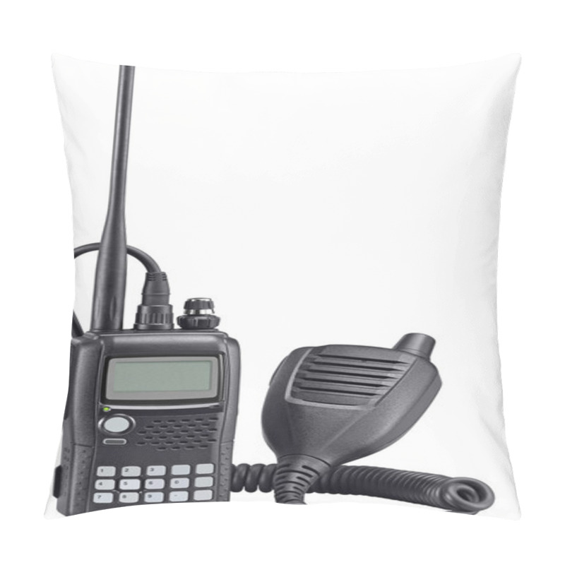 Personality  Black Walkie Talkie On White Background. Police Portable Radio S Pillow Covers