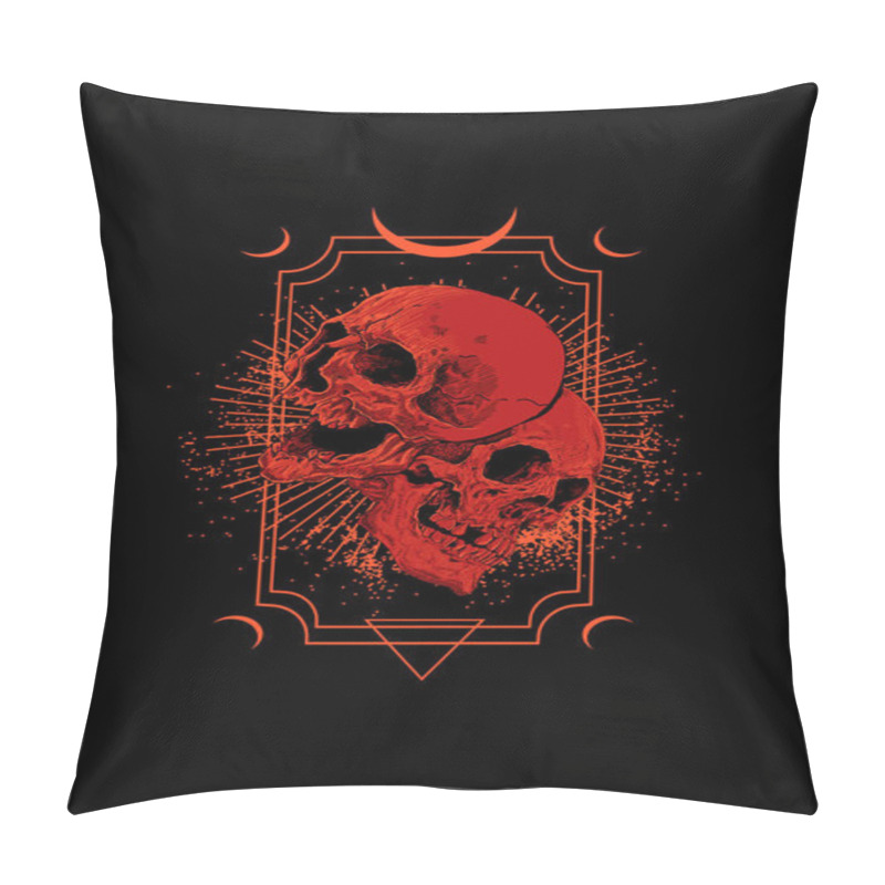 Personality  Skull With Frame Vector Illustration Pillow Covers