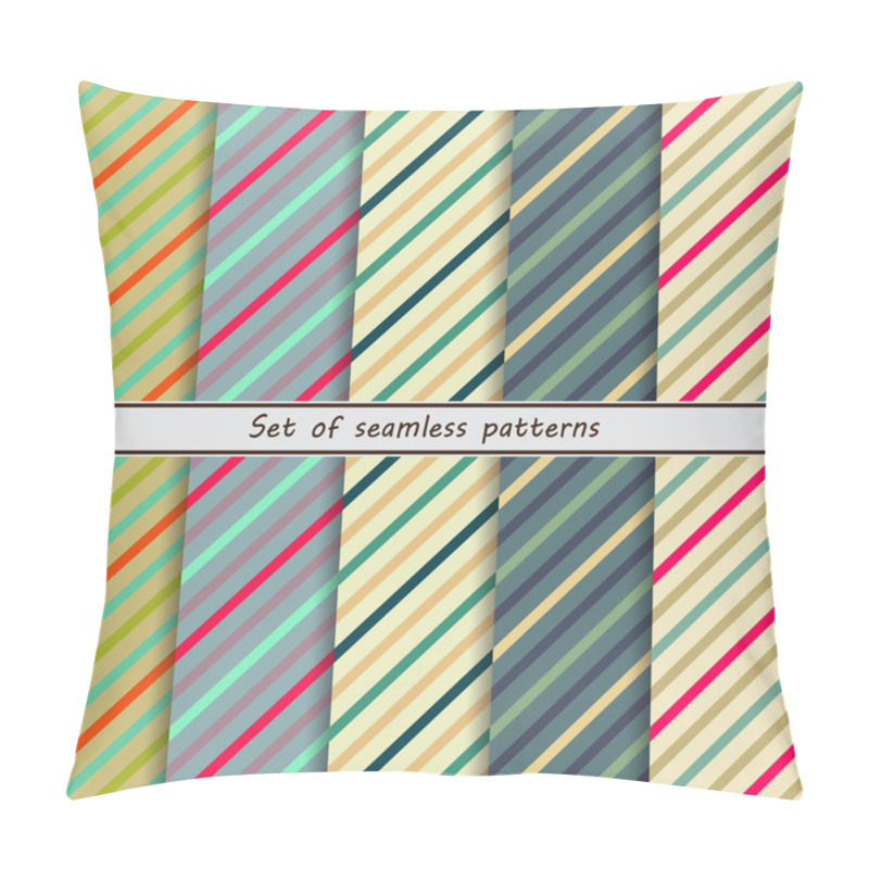 Personality  Set Of Seamless Patterns, Diagonal Stripe Pillow Covers