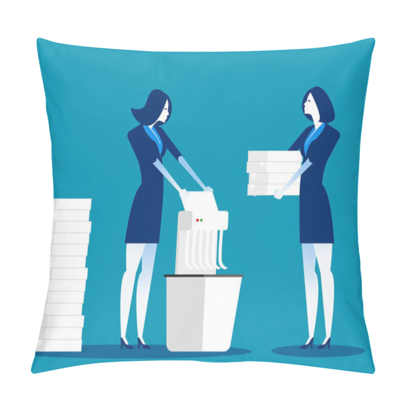 Personality  A Businessman Is Shredding Important Documents. Concept Business Pillow Covers