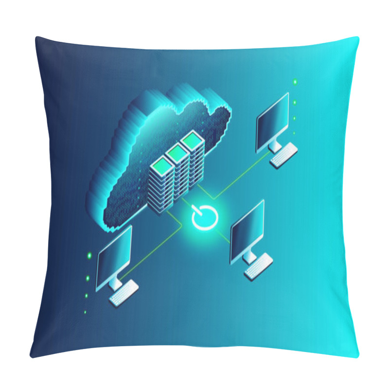 Personality  Cloud Computing Concept - 3D Illustration Of Computers Connected To The Digital Cloud Pillow Covers