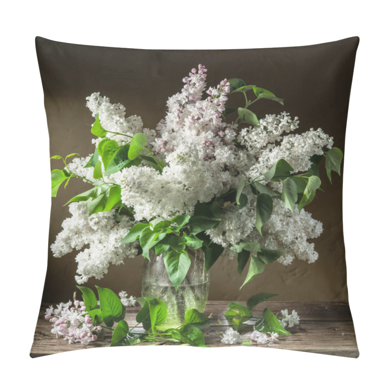 Personality  Lilac Bouquet On The Wooden Table. Pillow Covers