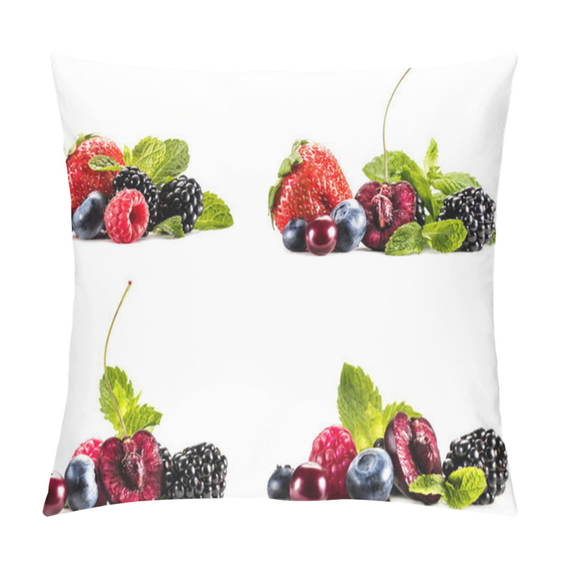 Personality  Collage With Piles Of Various Berries  Pillow Covers