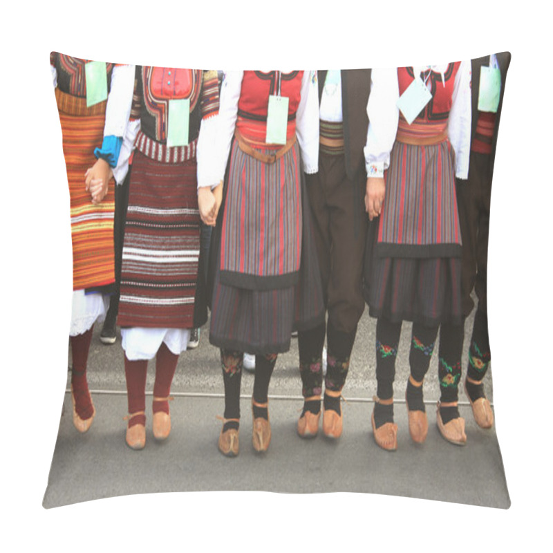 Personality  Folklore Group From Serbia Dressed In Traditional Clothing Is Pr Pillow Covers