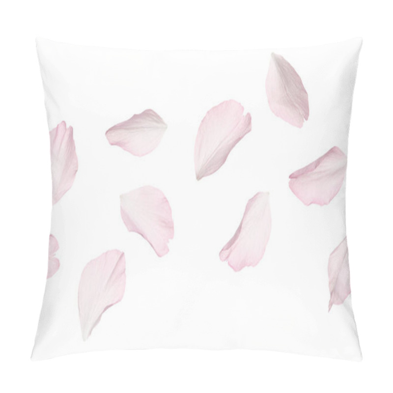 Personality  Beautiful Pink Sakura Blossom Petals Isolated On White Pillow Covers