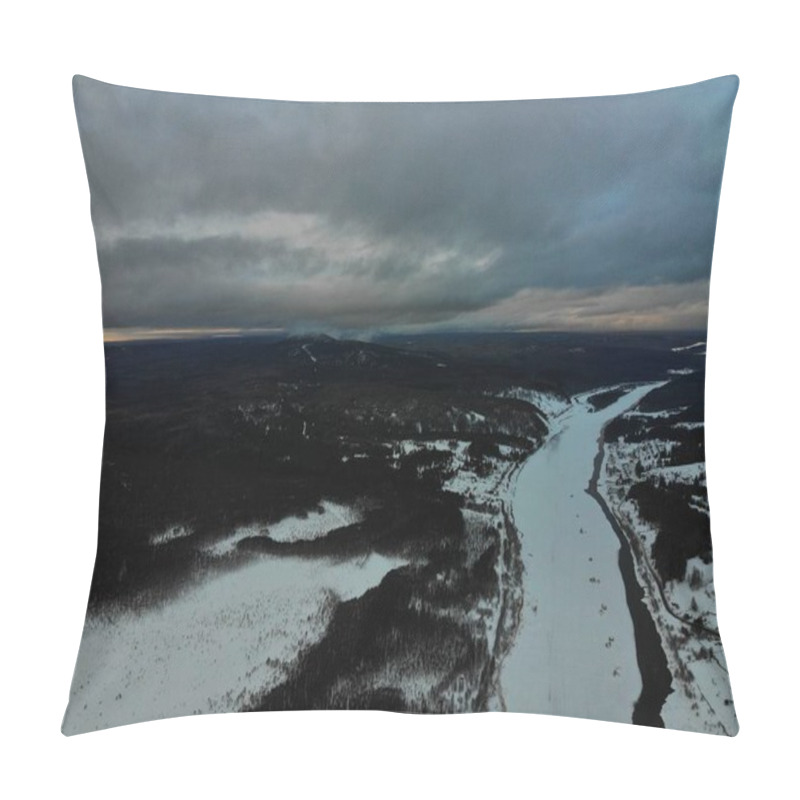 Personality  Cloudy Winter Aerial Landscape Dronie Pillow Covers