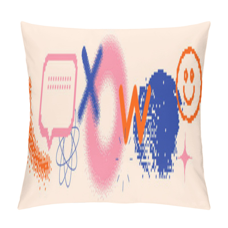 Personality  Universal Trend Textured Geometric Shapes Set Juxtaposed With Bright Bold Elements Composition. Design Objects For Magazine, Leaflet, Billboard, Sale Pillow Covers