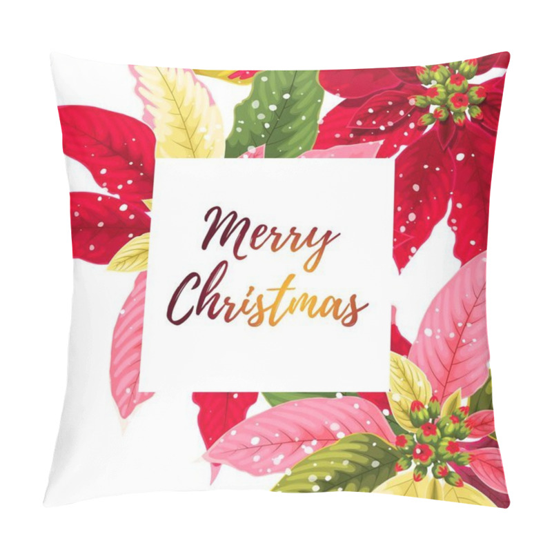 Personality  Christmas Card With Poinsettia Pillow Covers