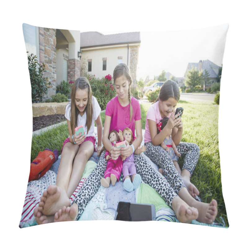 Personality  Three Little Girls Playing  Pillow Covers