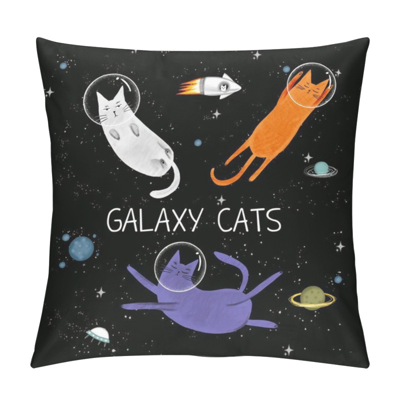 Personality  Cats In Space. Cute Typographi Print With Cat Astronaut. For Kids Graphic Tees, Prints, Card Pillow Covers