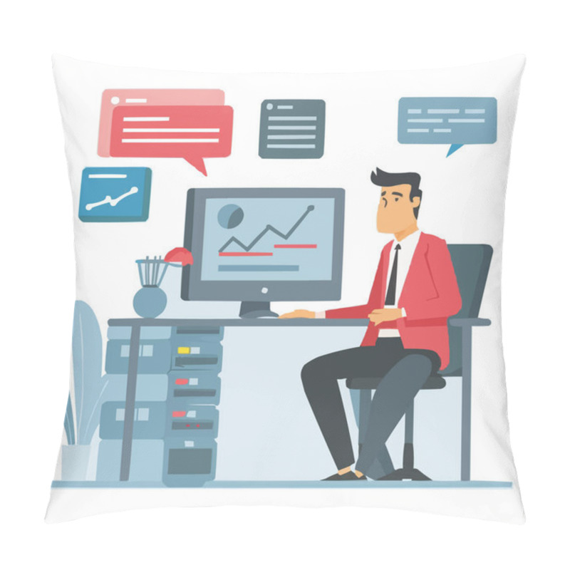 Personality  Businessman Reviews Applications, Analyzes Performance, And Selects The Best Candidate For Recruitment Success. Pillow Covers