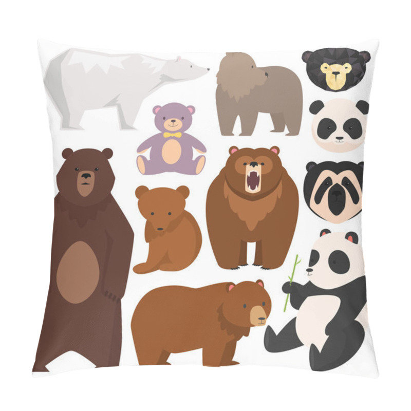 Personality  Different Style Bears Vector Illustration. Pillow Covers