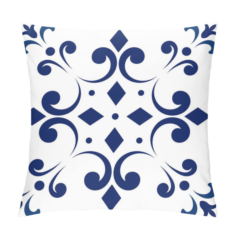 Personality  Talavera Pattern. Azulejos Portugal. Turkish Ornament. Moroccan Tile Mosaic. Spanish Porcelain. Ceramic Tableware, Folk Print. Spanish Pottery. Ethnic Background. Mediterranean Seamless Wallpaper. Pillow Covers