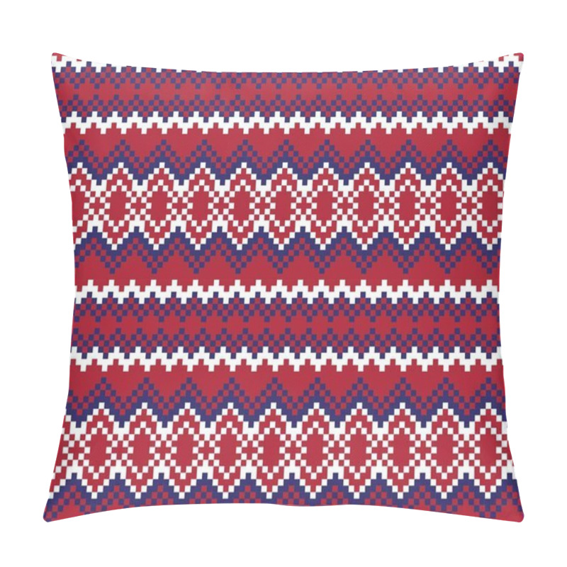 Personality  Red Christmas Fair Isle Pattern Background For Fashion Textiles, Knitwear And Graphics Pillow Covers