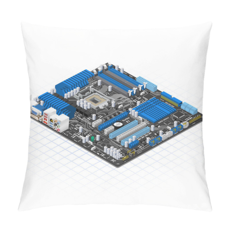 Personality  Isometric Motherboard Vector Illustration Pillow Covers