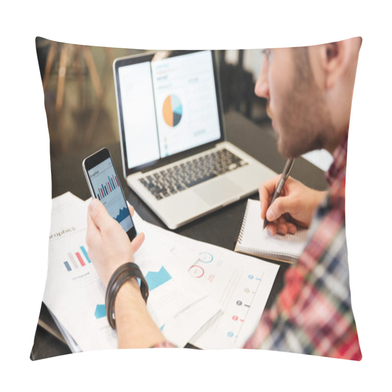 Personality  Top View Of Man In Office Pillow Covers