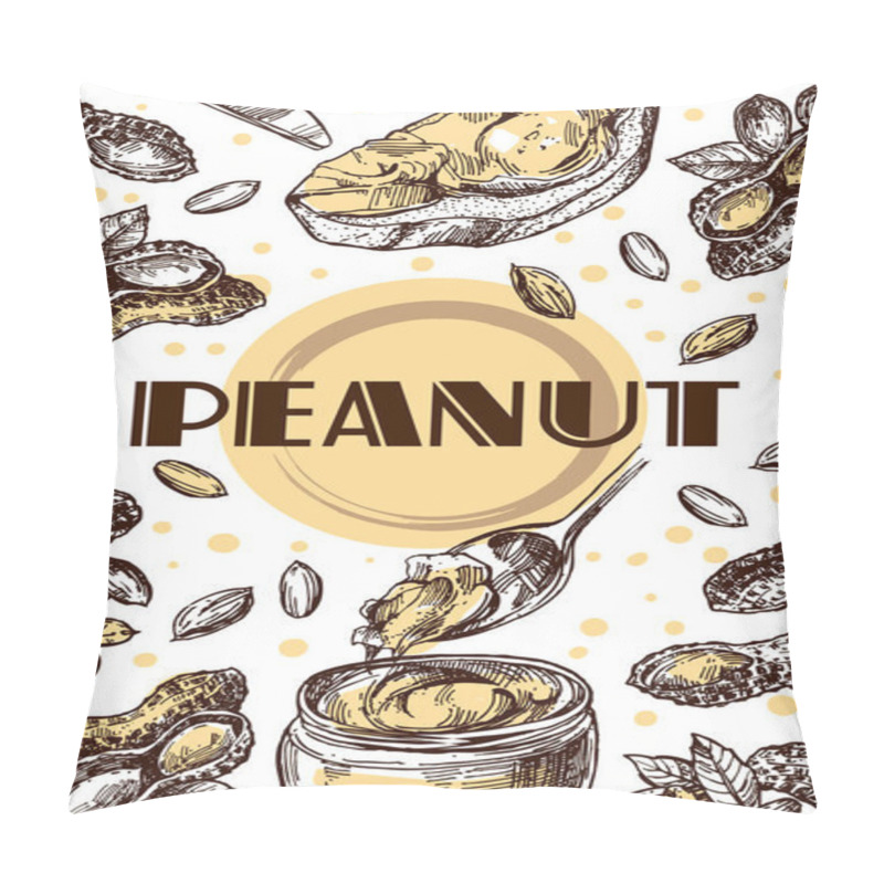 Personality  Peanut Sketch Illustration. Hand Drawn Beautiful Set Of Groundnut. Pillow Covers