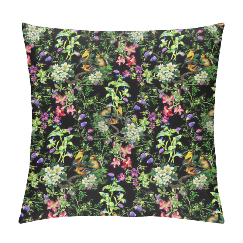 Personality  Tropical Birds With On Blooming Tree Pillow Covers