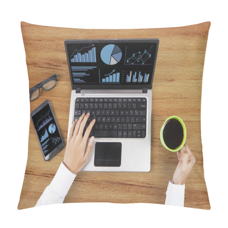 Personality  Analyzing Business Chart On Laptop Pillow Covers