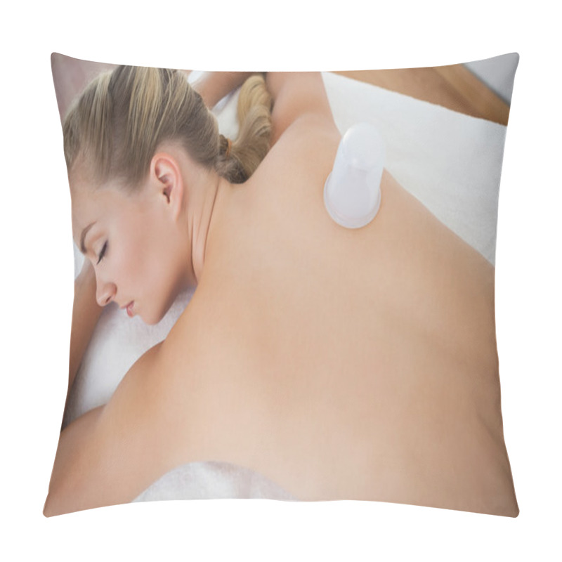 Personality  Pretty Blonde With Vacuum Cup On Her Back Pillow Covers