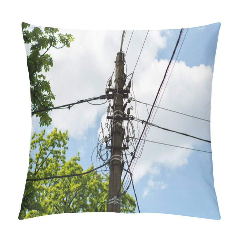 Personality  Pole With Electric Wires Among The Trees Pillow Covers