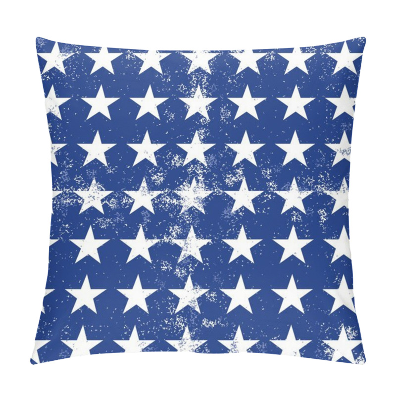 Personality  Little White Stars In Regular Horizontal And Vertical Rows On Dark Blue Background Grunge Seamless Pattern Pillow Covers