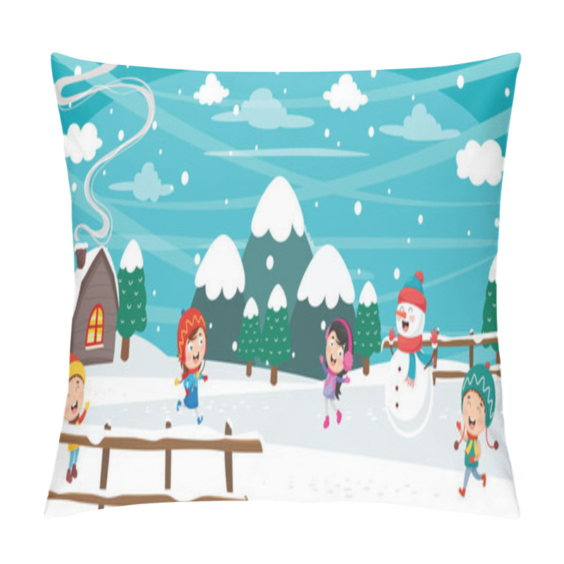 Personality  Vector Illustration Of Winter Scene Pillow Covers