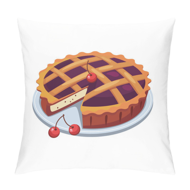 Personality  Cherry Pie And Slice. Vector Pillow Covers