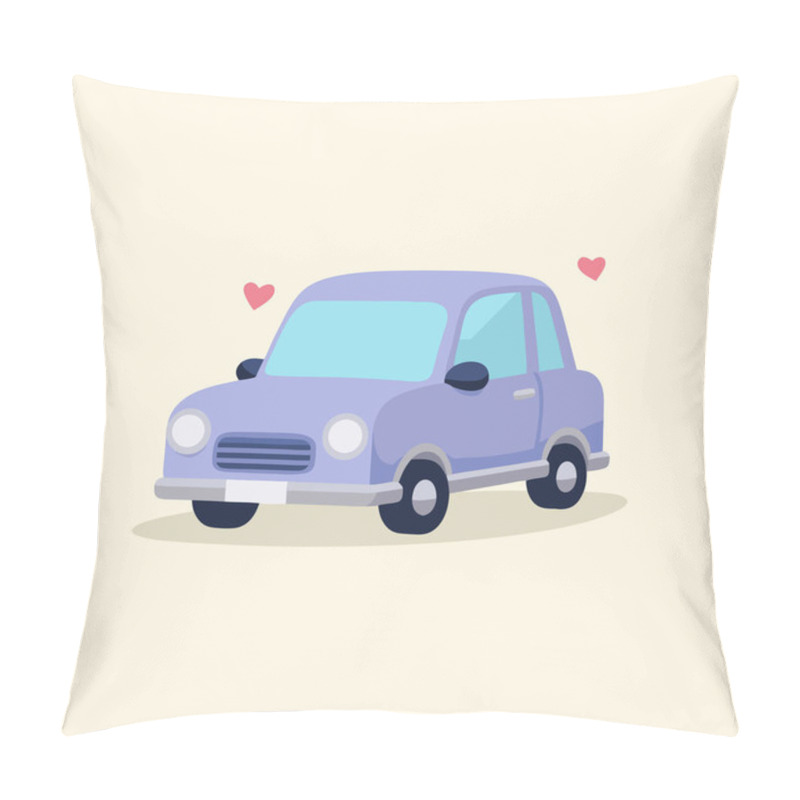 Personality  Adorable Small Car Illustration With Hearts - Cute Pastel Automotive Art Pillow Covers