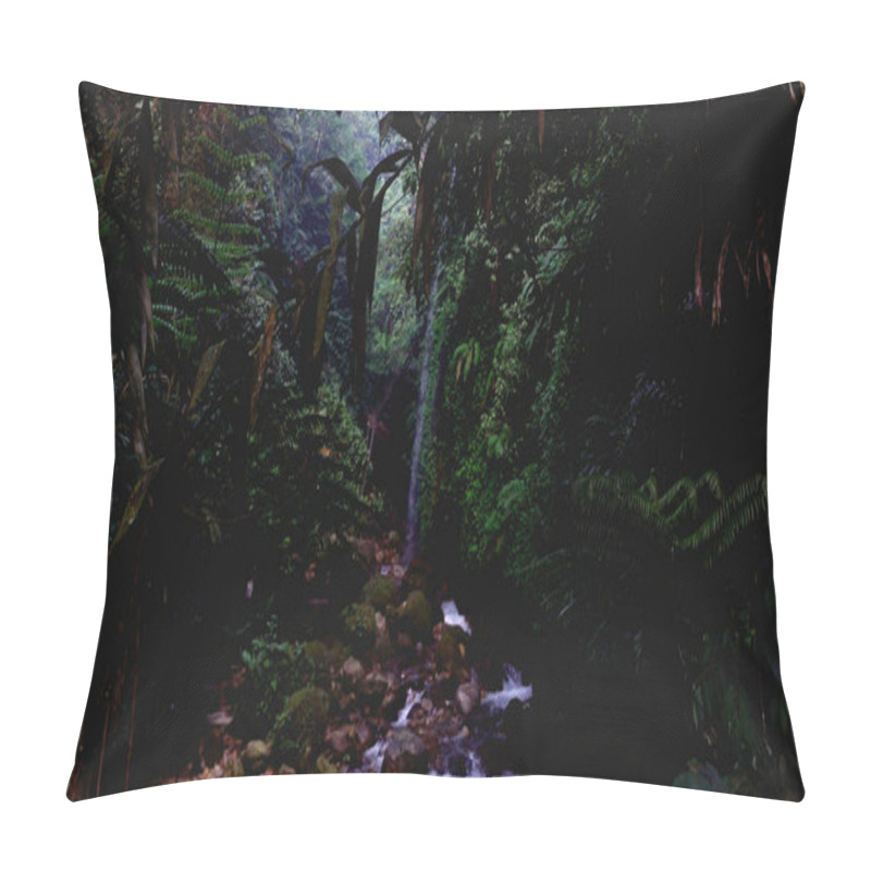 Personality  Sunset Serenity At The Waterfall. The Golden Hues Of Sunset Paint The Waterfall In A Magical Glow, Creating A Serene And Peaceful Atmosphere. Pillow Covers