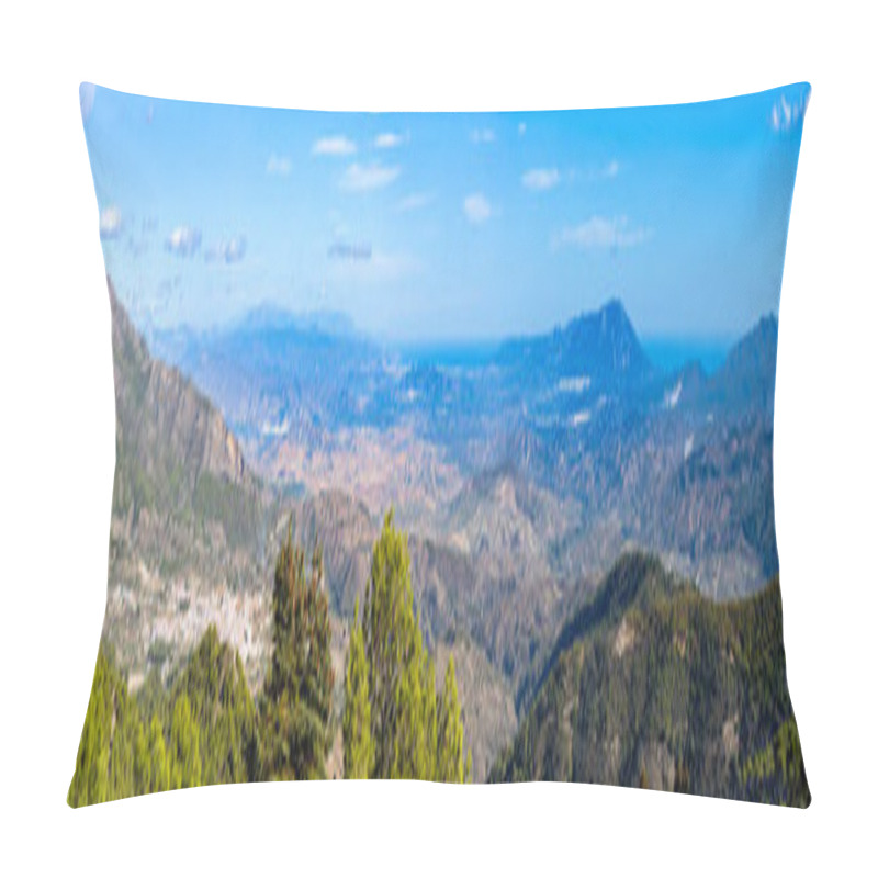 Personality  Panoramic View On Pine Forest On Hiking Trail To Peak Torrecilla, Sierra De Las Nieves National Park, Andalusia, Spain Pillow Covers