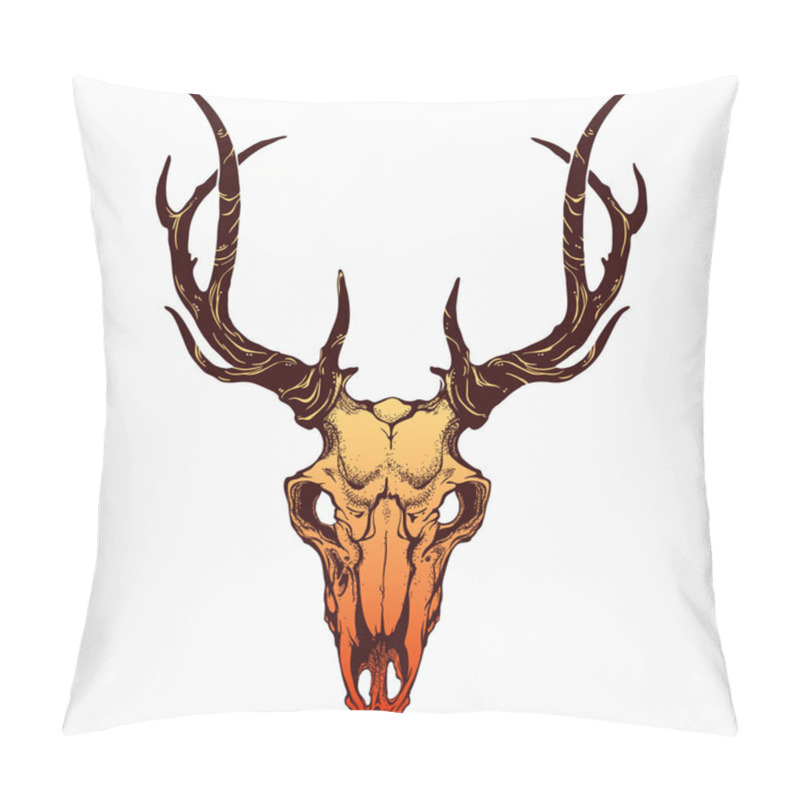 Personality  Realistic Deer Skull With Horns Pillow Covers