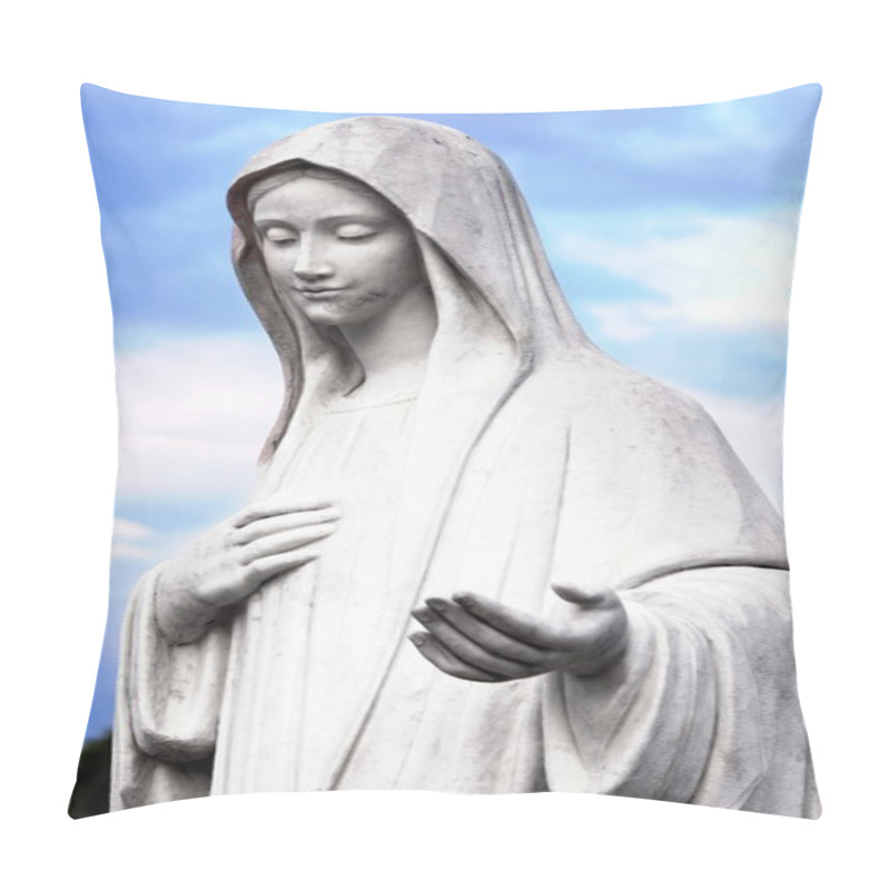 Personality  The Statue Of The Virgin Mary In Medjugorje Pillow Covers