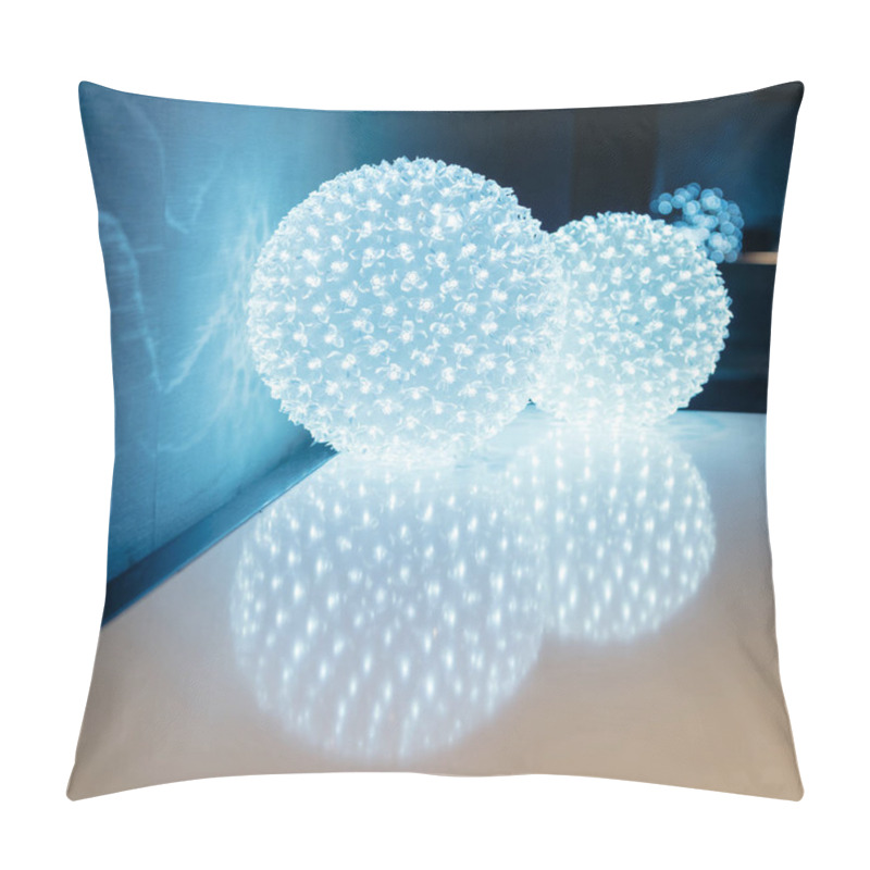 Personality  Close-up View Of Illuminated Christmas Decorations With Reflection Pillow Covers