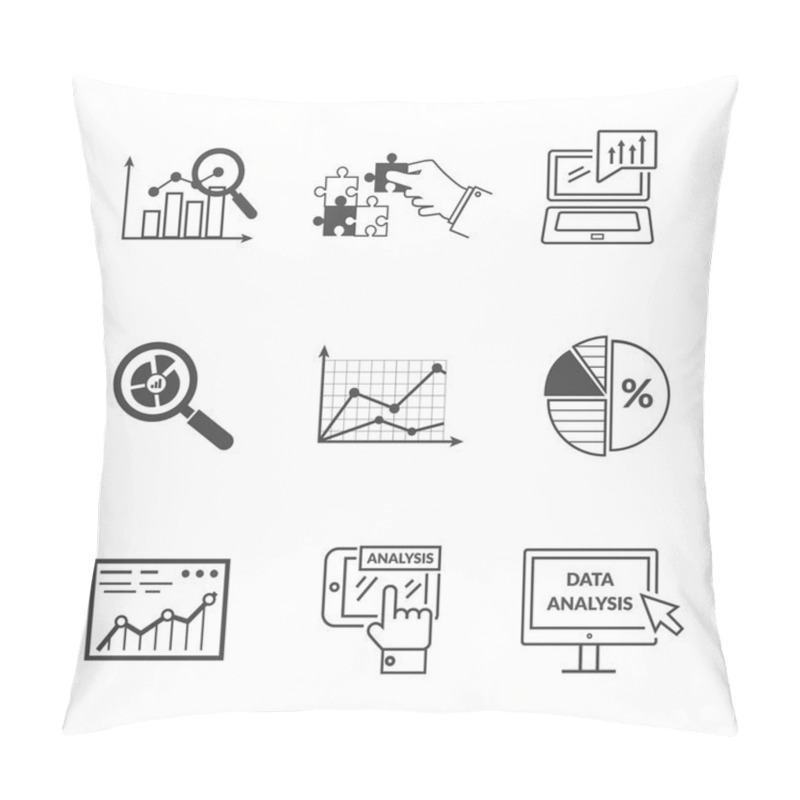 Personality  Set Of Black Icons Data Analysis Pillow Covers