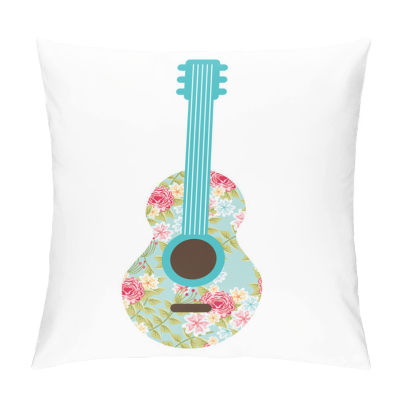 Personality  Guitar Instrument Floral Icon Pillow Covers