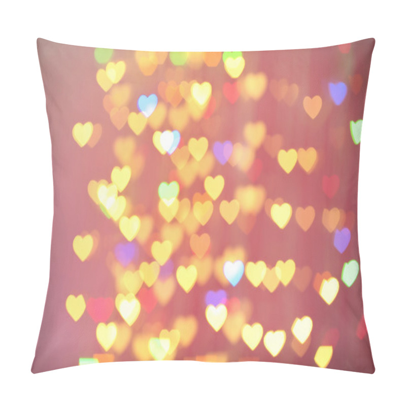 Personality  Festive Background Of Lights In Hearts Shape Pillow Covers