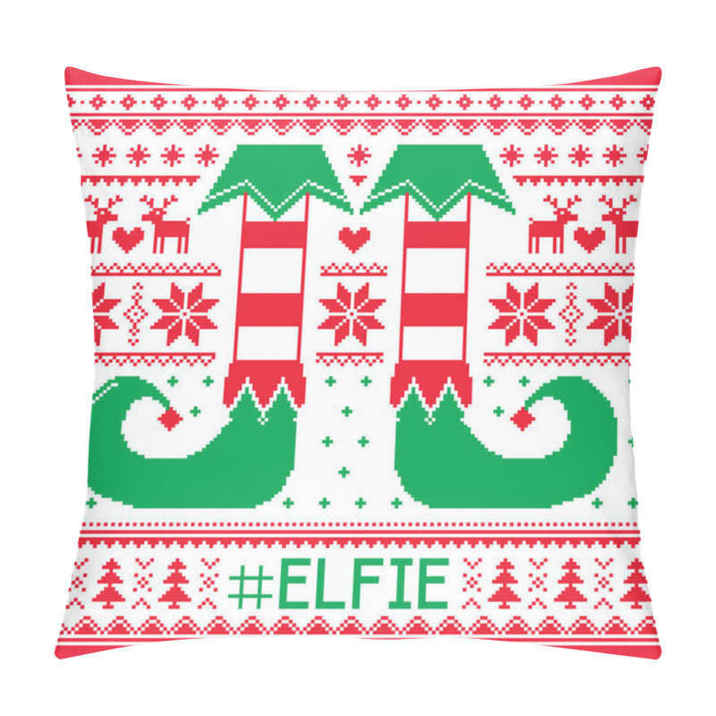 Personality  #Elfie, Elfie Christmas Seamless Pattern, Ugly Jumper Decoration With Elf Legs Pillow Covers