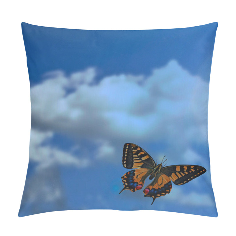 Personality  Butterfly Flying Free On A Cloudy And Clear Day Pillow Covers