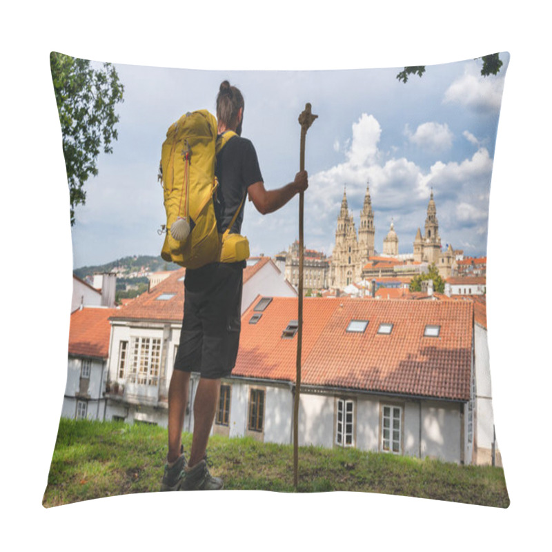 Personality  Pilgrim Arriving From The Camino De Santiago De Compostela, Spain - View From The Cathedra Pillow Covers