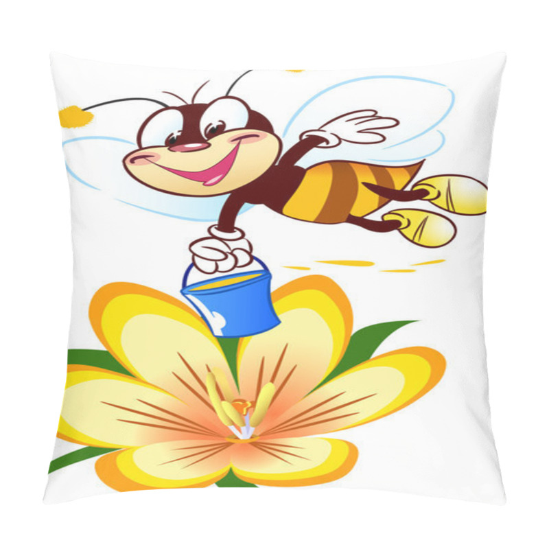 Personality  Cartoon Bee On A Flower Pillow Covers