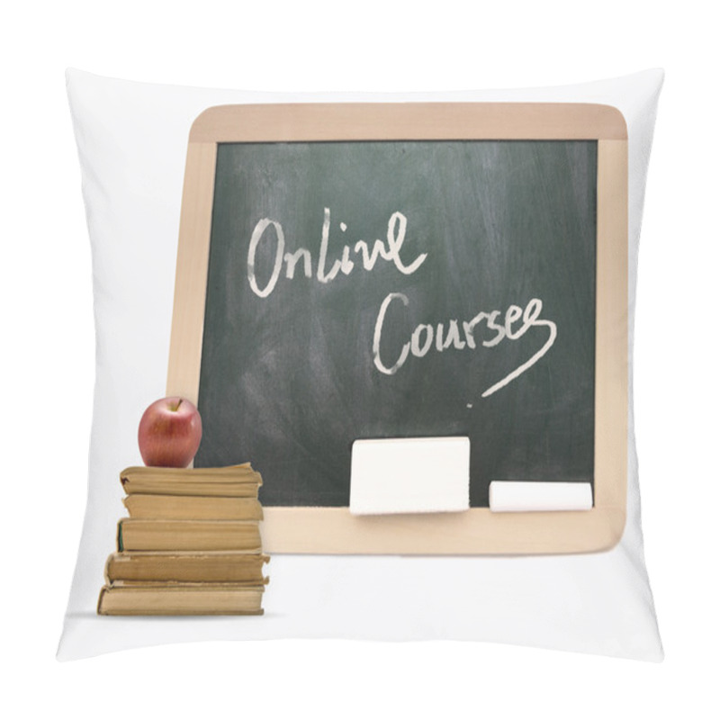 Personality  Blackboard With Online Courses Written On It, Books,apple Pillow Covers