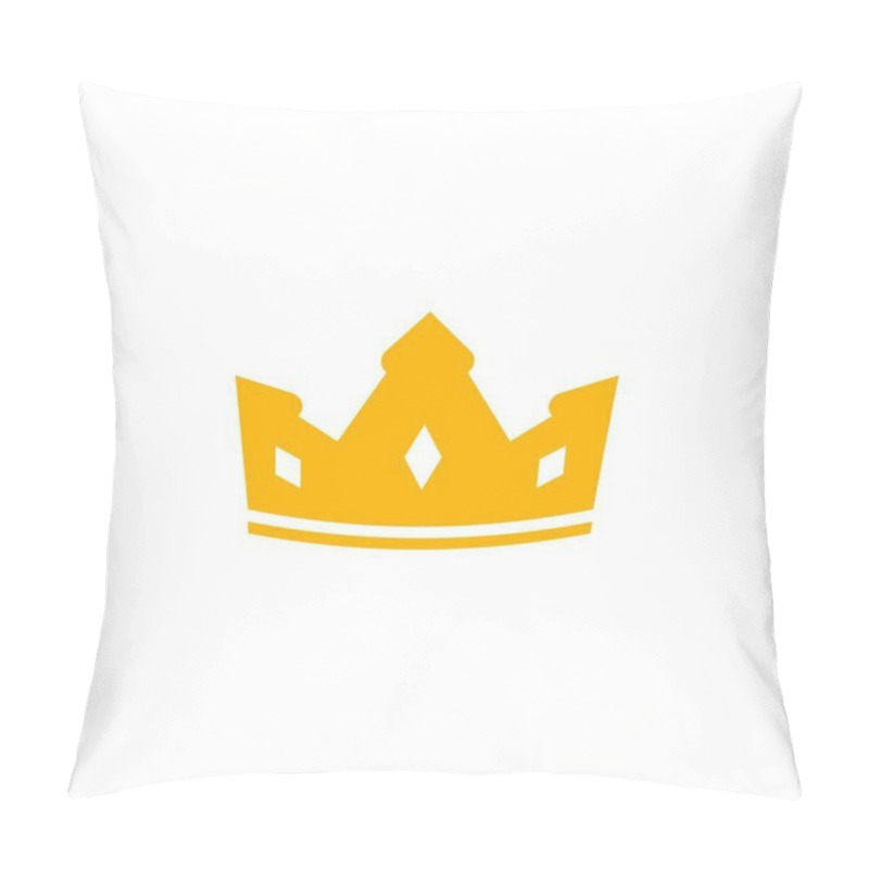 Personality  Gold Crown Icon. Drawing Yellow Heraldic Diadem Of Royalty And Power With Luxury Decoration In Vintage Medieval Vector Style Pillow Covers