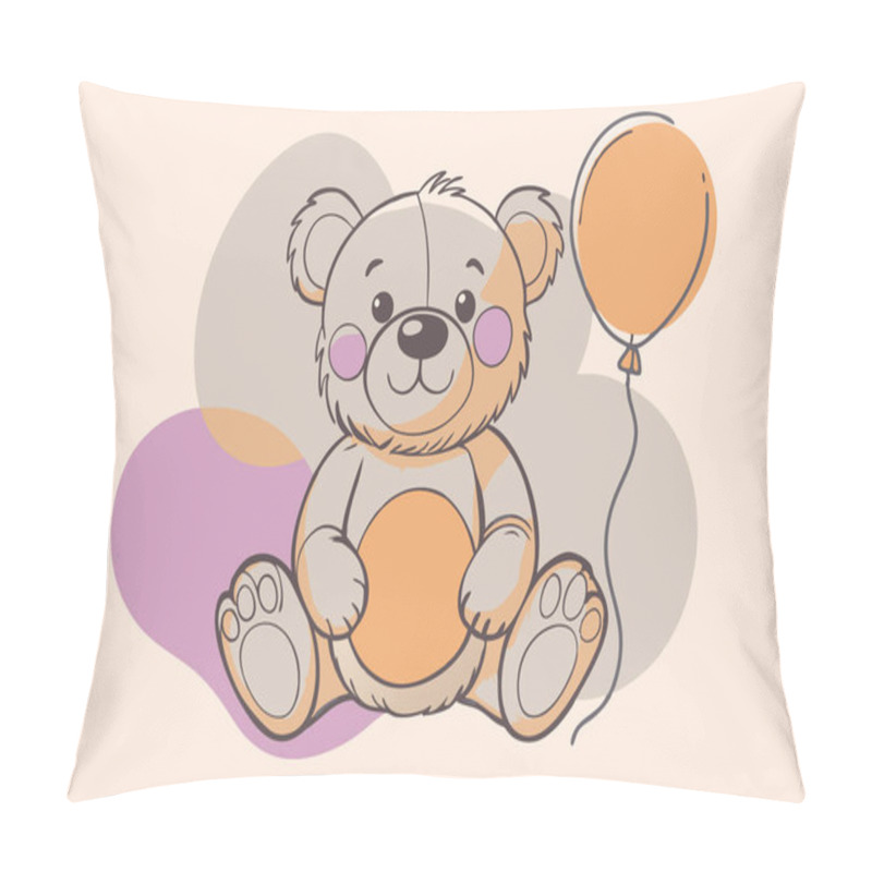 Personality  Cartoon Teddy Bear And Balloon Illustration For Kids Pillow Covers