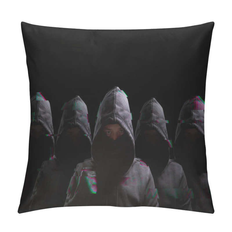 Personality  Many Anonymous On Black Background Pillow Covers