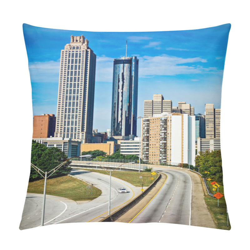 Personality  Atlanta Downtown Skyline With Blue Sky Pillow Covers